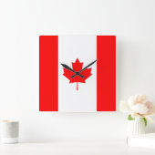 Wall Clock with Flag of Canada Quadratische Wanduhr (Zuhause)
