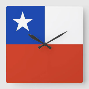 Wall Clock with Flag of Chile Quadratische Wanduhr