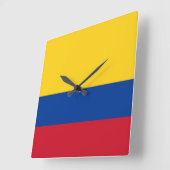 Wall Clock with Flag of Colombia Quadratische Wanduhr (Winkel)