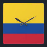 Wall Clock with Flag of Colombia Quadratische Wanduhr<br><div class="desc">Awesome patriotic wall clock with Flag of Colombia. This product its customizable.</div>