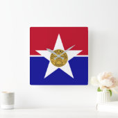 Wall Clock with Flag of Dallas City, USA Quadratische Wanduhr (Zuhause)