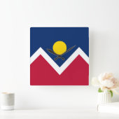 Wall Clock with Flag of Denver, Colorado Quadratische Wanduhr (Zuhause)