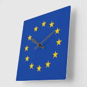 Wall Clock with Flag of European Union Quadratische Wanduhr (Winkel)