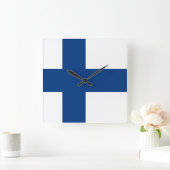 Wall Clock with Flag of Finland Quadratische Wanduhr (Zuhause)