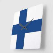 Wall Clock with Flag of Finland Quadratische Wanduhr (Winkel)