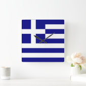 Wall Clock with Flag of Greece Quadratische Wanduhr (Zuhause)