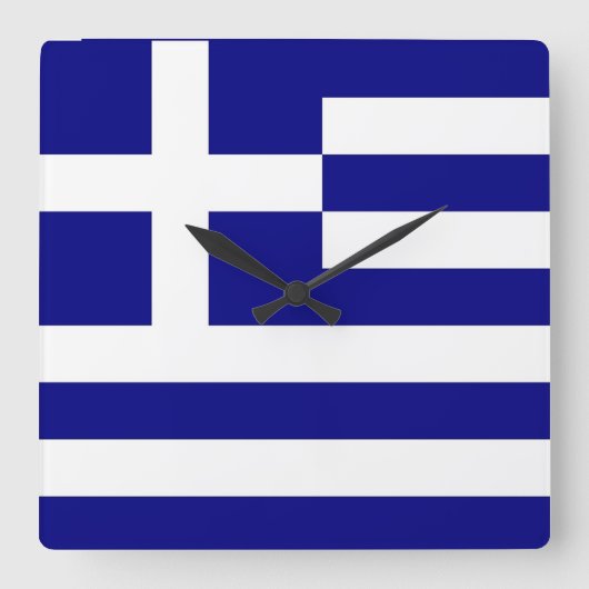 Wall Clock with Flag of Greece Quadratische Wanduhr (Vorderseite)