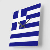 Wall Clock with Flag of Greece Quadratische Wanduhr (Winkel)