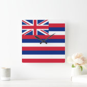 Wall Clock with Flag of Hawaii, USA Quadratische Wanduhr (Zuhause)