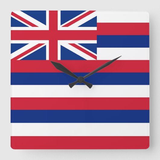 Wall Clock with Flag of Hawaii, USA Quadratische Wanduhr (Vorderseite)