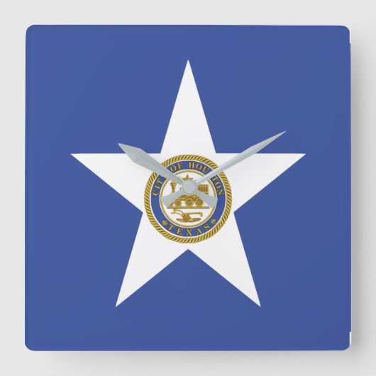 Wall Clock with Flag of Houston City, USA Quadratische Wanduhr (Vorderseite)