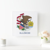 Wall Clock with Flag of Illinois, USA Quadratische Wanduhr (Zuhause)