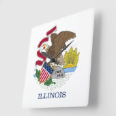 Wall Clock with Flag of Illinois, USA Quadratische Wanduhr (Winkel)