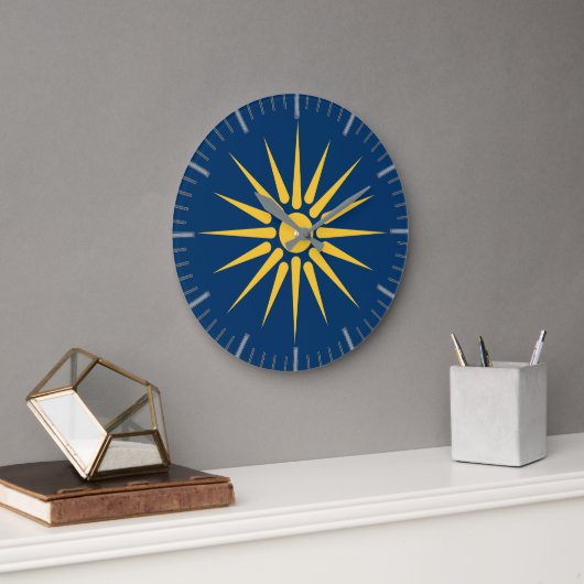 Wall Clock with flag of Macedonia, Greece Große Wanduhr (Büro)