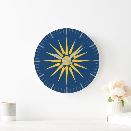 Wall Clock with flag of Macedonia, Greece Große Wanduhr (Zuhause)
