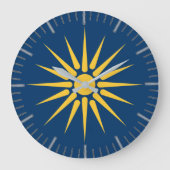 Wall Clock with flag of Macedonia, Greece Große Wanduhr (Vorderseite)