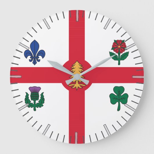 Wall Clock with Flag of Montreal, Canada Große Wanduhr (Vorderseite)