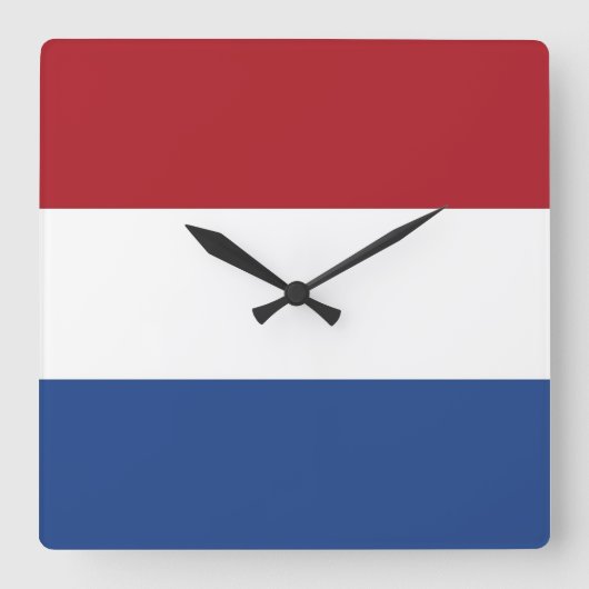 Wall Clock with Flag of Netherlands Quadratische Wanduhr (Vorderseite)