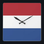Wall Clock with Flag of Netherlands Quadratische Wanduhr<br><div class="desc">Awesome patriotic wall clock with Flag of Netherlands. This product its customizable.</div>