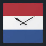 Wall Clock with Flag of Netherlands Quadratische Wanduhr<br><div class="desc">Awesome patriotic wall clock with Flag of Netherlands. This product its customizable.</div>