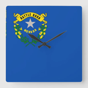Wall Clock with Flag of Nevada, USA Quadratische Wanduhr