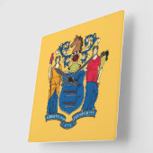Wall Clock with Flag of New Jersey, USA Quadratische Wanduhr (Winkel)