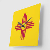 Wall Clock with Flag of New Mexico, USA Quadratische Wanduhr (Winkel)