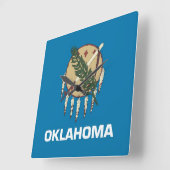 Wall Clock with Flag of Oklahoma, USA Quadratische Wanduhr (Winkel)