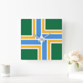 Wall Clock with Flag of Portland, USA Quadratische Wanduhr (Zuhause)