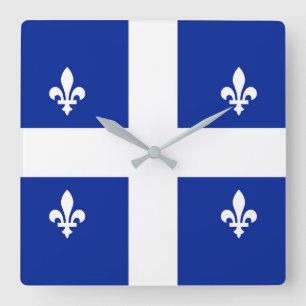 Wall Clock with Flag of Quebec, Canada Quadratische Wanduhr