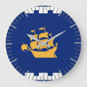 Wall Clock with Flag of Quebec City, Canada Große Wanduhr (Vorderseite)