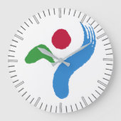 Wall Clock with flag of Seoul, South Korea Große Wanduhr (Vorderseite)