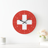 Wall Clock with flag of Switzerland Große Wanduhr (Zuhause)