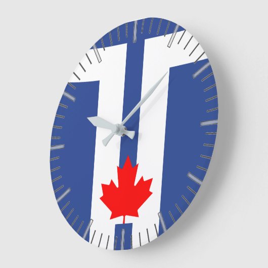 Wall Clock with flag of Toronto, Canada Große Wanduhr (Winkel)