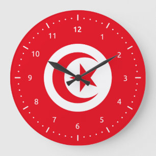 Wall Clock with flag of Tunisia Große Wanduhr