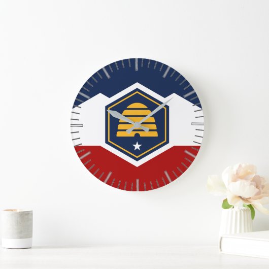 Wall Clock with Flag of Utah, USA Große Wanduhr (Zuhause)