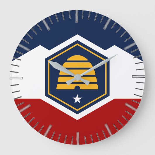 Wall Clock with Flag of Utah, USA Große Wanduhr (Vorderseite)