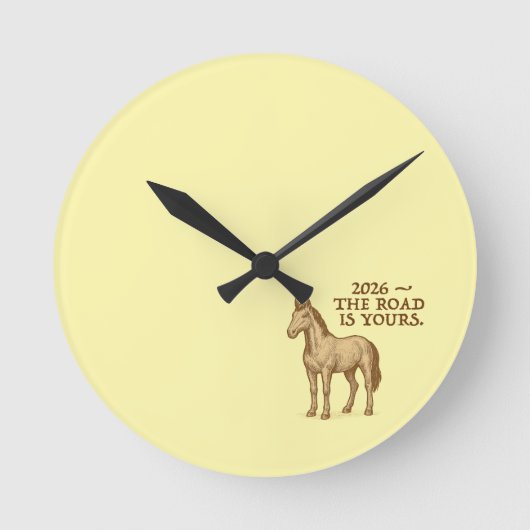 Wall Clock with motivational text and horse Runde Wanduhr (Vorderseite)