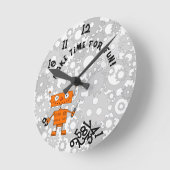 Wall Clock with Orange Robot Runde Wanduhr (Winkel)