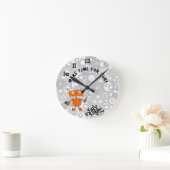 Wall Clock with Orange Robot Runde Wanduhr (Zuhause)