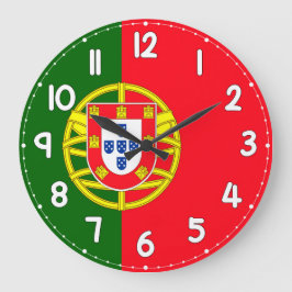 Wall Clock with Portugal Flag - Flag of Portugal Große Wanduhr