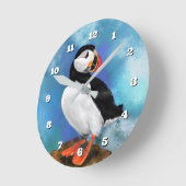 Wall Clock with Puffin Runde Wanduhr (Winkel)