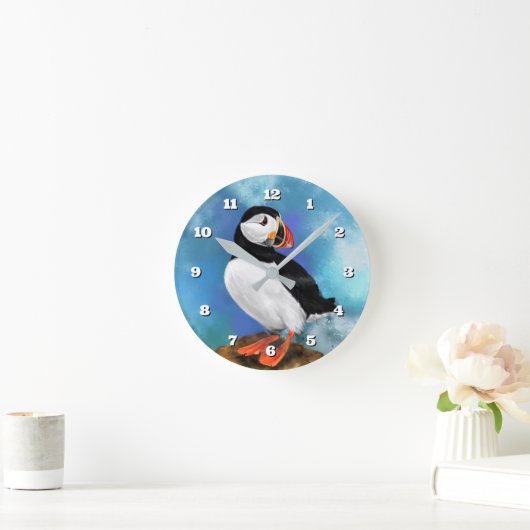 Wall Clock with Puffin Runde Wanduhr (Zuhause)