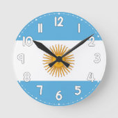 Wall Clock with the flag of Argentina - Flag of Ar Runde Wanduhr (Vorderseite)