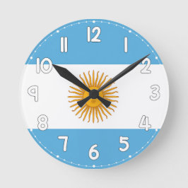 Wall Clock with the flag of Argentina - Flag of Ar Runde Wanduhr