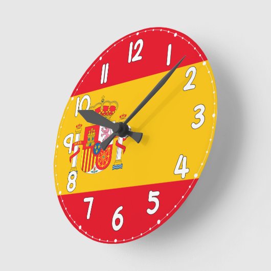Wall Clock with the Spanish Flag - Flag of Spain Runde Wanduhr (Winkel)