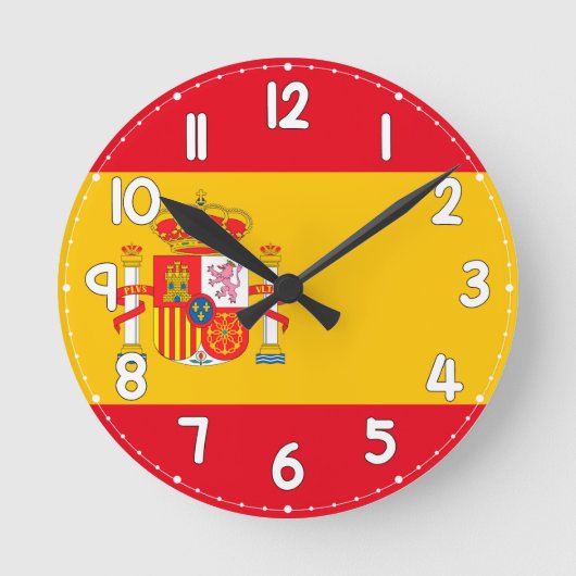 Wall Clock with the Spanish Flag - Flag of Spain Runde Wanduhr (Vorderseite)