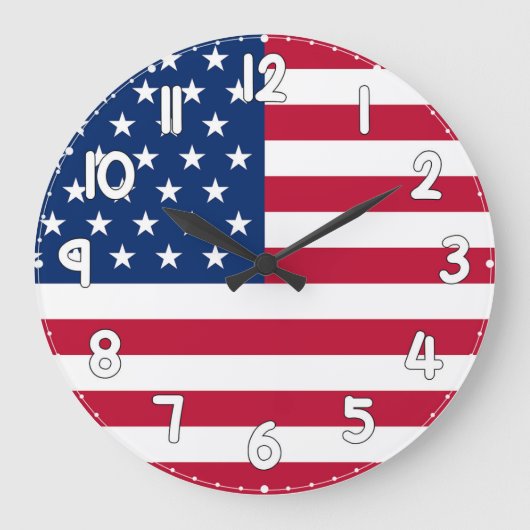 Wall Clock with the United States Flag - USA Flag Große Wanduhr (Vorderseite)