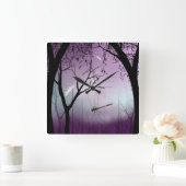 Wall-Clock Woodland mit Libellen bei Twilight Quadratische Wanduhr (Zuhause)
