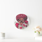 Wall Clock – YOUTH Power Afro & Boombox Urban  Runde Wanduhr (Zuhause)